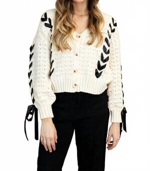 NEW BIBI lexie cropped v-neck cardigan in ecru
